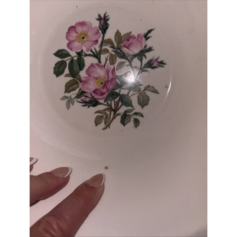 Harker 22K Gold Trim Wild Rose Royal Gadroon Serving Vegetable Bowl Lid 10.5